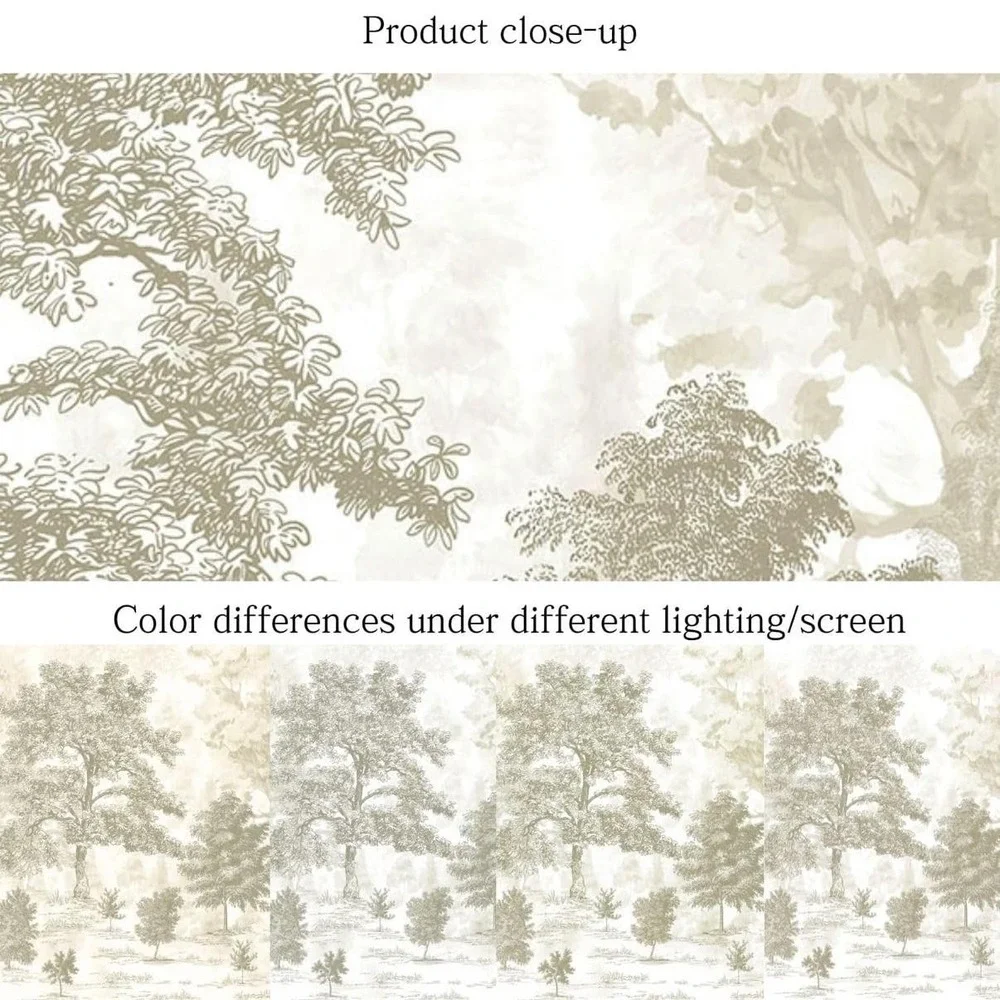 ZEEKO Vintage Forest Wall Mural Peel & Stick 177x110 Beige Wallpaper 6 Strip
